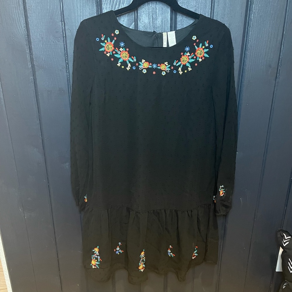 Black dress with floral print